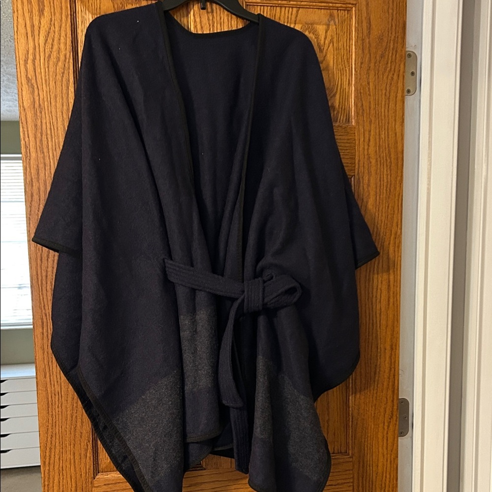 Ann Taylor Navy Wool Poncho
